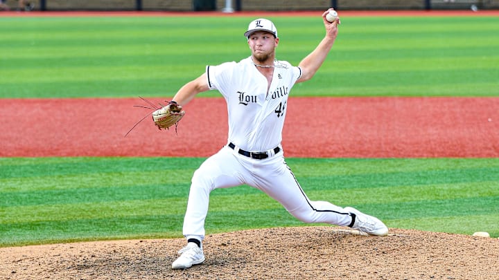 Louisville baseball pitcher Kayden Campbell (49)
