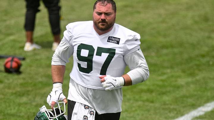 Jun 10, 2026; Florham Park, NY, USA; New York Jets defensive lineman Harrison Phillips (97) participates in a drill during minicamp at Atlantic Health Jets Training Center. Mandatory Credit: John Jones-Imagn Images Jun 10, 2026; Florham Park, NY, USA; New York Jets defensive lineman Harrison Phillips (97) participates in a drill during minicamp at Atlantic Health Jets Training Center. Mandatory Credit: John Jones-Imagn Images