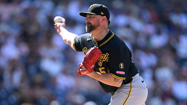 Aug 26, 2026; San Diego, California, USA; Pittsburgh Pirates pitcher Kirby Yates (54) delivers during the eighth inning against the San Diego Padres at Petco Park. Mandatory Credit: Denis Poroy-Imagn Images Aug 26, 2026; San Diego, California, USA; Pittsburgh Pirates pitcher Kirby Yates (54) delivers during the eighth inning against the San Diego Padres at Petco Park. Mandatory Credit: Denis Poroy-Imagn Images