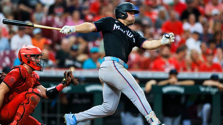 Miami Marlins outfielder Jakob Marsee (87) hits a single. Credit: Katie Stratman-Imagn Images Miami Marlins outfielder Jakob Marsee (87) hits a single. Credit: Katie Stratman-Imagn Images
