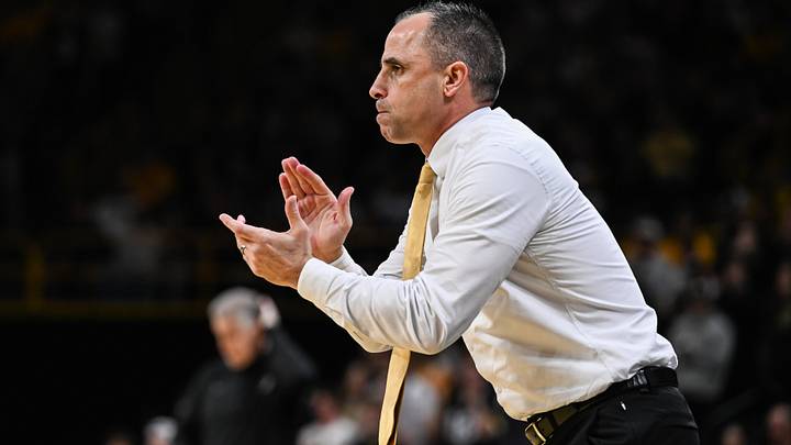 Feb 14, 2026; Iowa City, Iowa, USA; Iowa Hawkeyes head coach Ben McCollum reacts during the first half against the Purdue Boilermakers at Carver-Hawkeye Arena. Mandatory Credit: Jeffrey Becker-Imagn Images Feb 14, 2026; Iowa City, Iowa, USA; Iowa Hawkeyes head coach Ben McCollum reacts during the first half against the Purdue Boilermakers at Carver-Hawkeye Arena. Mandatory Credit: Jeffrey Becker-Imagn Images