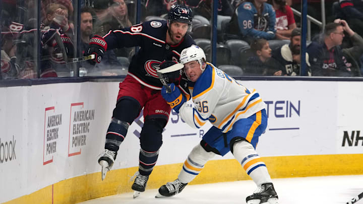 Noah Ostlund (36) in a preseason game against the Blue Jackets