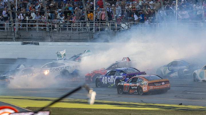 On lap 183, a major wreck occurs approaching the finish line during the third stage of the YellaWood 500 NASCAR Cup Series race at Talladega Superspeedway. Vasha Hunt-Imagn Images On lap 183, a major wreck occurs approaching the finish line during the third stage of the YellaWood 500 NASCAR Cup Series race at Talladega Superspeedway. Vasha Hunt-Imagn Images