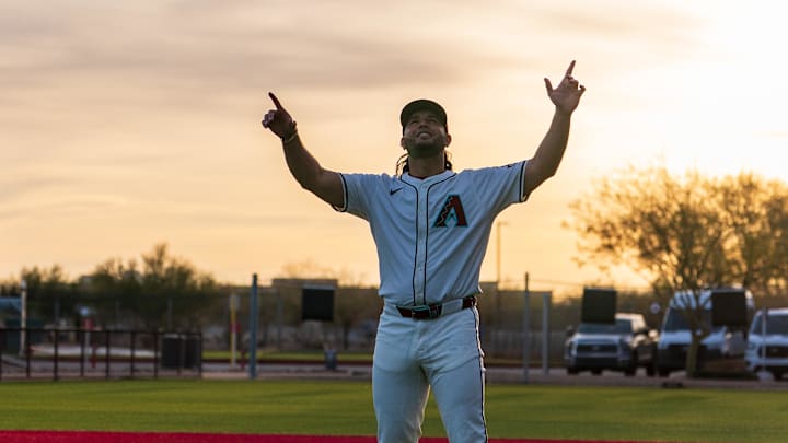 Feb 19, 2025; Scottsdale, AZ, USA; Arizona Diamondbacks infielder Eugenio Suarez (28) poses for a portrait for MLB Media Day at Salt River Fields. Mandatory Credit: Allan Henry-Imagn Images Feb 19, 2025; Scottsdale, AZ, USA; Arizona Diamondbacks infielder Eugenio Suarez (28) poses for a portrait for MLB Media Day at Salt River Fields. Mandatory Credit: Allan Henry-Imagn Images