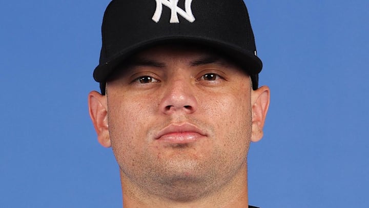 Feb 17, 2025; Tampa, FL, USA; New York Yankees Jesus Rodriguez poses for a photo during media day at George M. Steinbrenner Field. Mandatory Credit: New York Yankees Photos via Imagn Images