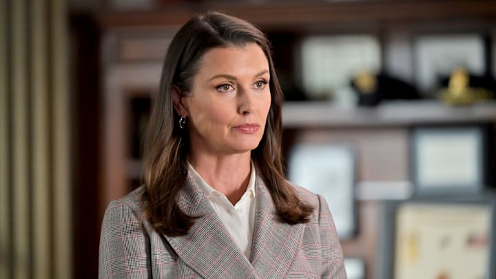“First Blush” – Frank causes family tension when he announces he will not endorse Erin’s run for district attorney. Also, Danny and Baez investigate a bloody crime scene at a hotel, and Jamie begins a new job as a field intelligence sergeant that requires him to keep secrets from his family, on BLUE BLOODS, Friday, Oct. 14 (10:00-11:00 PM, ET/PT) on the CBS Television Network. Pictured: Bridget Moynahan as Erin Reagan. Photo: John Filo. CBS ©2022 CBS Broadcasting, Inc. All Rights Reserved.