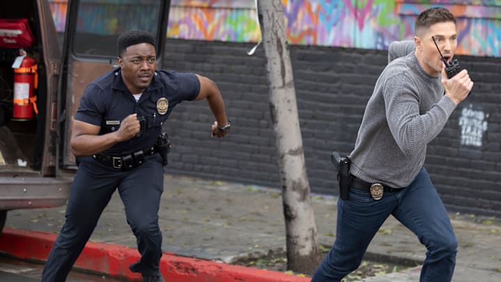 THE ROOKIE - "Punch Card" - After a mafia-related mass casualty, the team is tasked to keep the peace at the hospital. Lucy and Celina work together to investigate the suspects behind the attack. Meanwhile, Tim and Aaron embark on a metro ops mission. TUESDAY, MAY 7 (9:00-10:00 p.m. EDT) on ABC.(DISNEY/Raymond Liu)
TRU VALENTINO, ERIC WINTER