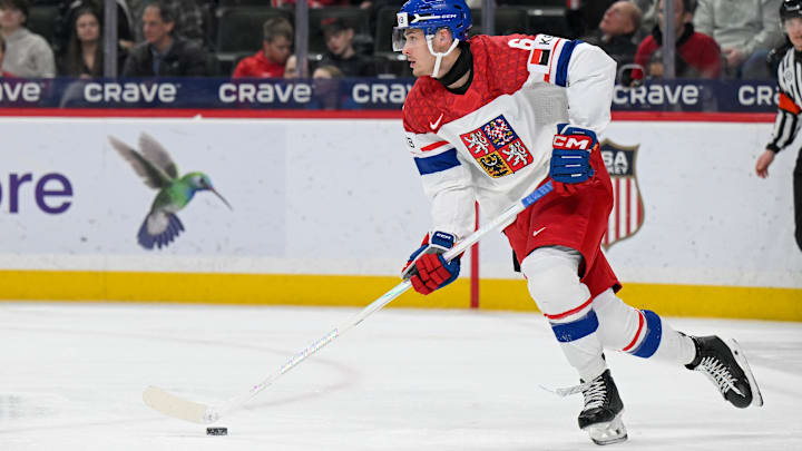 Buffalo Sabres prospect Radim Mrtka while playing for Czechia in the 2026 World Juniors tournament