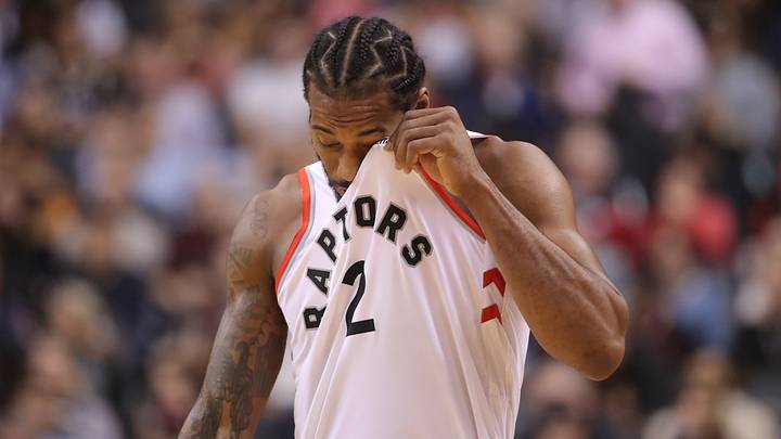 Feb 3, 2019; Toronto, Ontario, CAN; Toronto Raptors forward Kawhi Leonard (2) reacts against the Los Angeles Clippers at Scotiabank Arena. The Raptors beat the Clippers 121-103. Mandatory Credit: Tom Szczerbowski-USA TODAY Sports Feb 3, 2019; Toronto, Ontario, CAN; Toronto Raptors forward Kawhi Leonard (2) reacts against the Los Angeles Clippers at Scotiabank Arena. The Raptors beat the Clippers 121-103. Mandatory Credit: Tom Szczerbowski-USA TODAY Sports