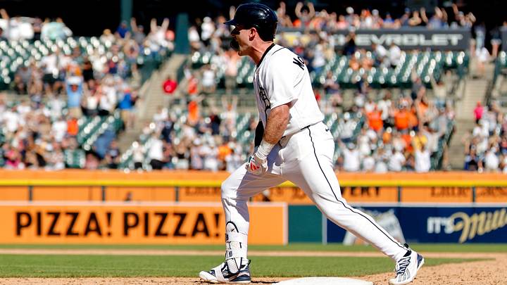 Jun 7, 2026: Detroit Tigers shortstop Kevin McGonigle (7) celebrates after he hits a two run walk off single in the ninth inning against the Seattle Mariners at Comerica Park. Jun 7, 2026: Detroit Tigers shortstop Kevin McGonigle (7) celebrates after he hits a two run walk off single in the ninth inning against the Seattle Mariners at Comerica Park.
