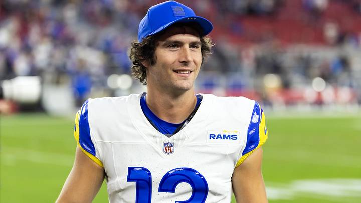 Dec 7, 2025; Glendale, Arizona, USA; Los Angeles Rams quarterback Stetson Bennett IV (13) against the Arizona Cardinals at State Farm Stadium. Mandatory Credit: Mark J. Rebilas-Imagn Images