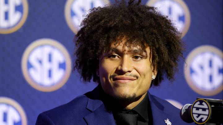 Texas A&M Aggies safety Marcus Ratcliffe (3) speaks to the press during SEC Football Kickoff Media Day at the Tampa Marriott. Texas A&M Aggies safety Marcus Ratcliffe (3) speaks to the press during SEC Football Kickoff Media Day at the Tampa Marriott.