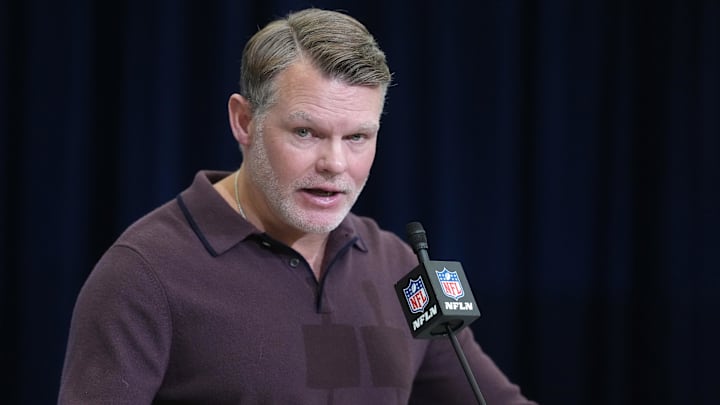 Feb 24, 2026; Indianapolis, IN, USA; Indianapolis Colts general manager Chris Ballard speaks at the NFL Scouting Combine at the Indiana Convention Center. Mandatory Credit: Kirby Lee-Imagn Images Feb 24, 2026; Indianapolis, IN, USA; Indianapolis Colts general manager Chris Ballard speaks at the NFL Scouting Combine at the Indiana Convention Center. Mandatory Credit: Kirby Lee-Imagn Images