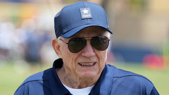 Dallas Cowboys owner Jerry Jones at training camp at River Ridge Playing Fields. Mandatory Credit: Kirby Lee-Imagn Images Dallas Cowboys owner Jerry Jones at training camp at River Ridge Playing Fields. Mandatory Credit: Kirby Lee-Imagn Images