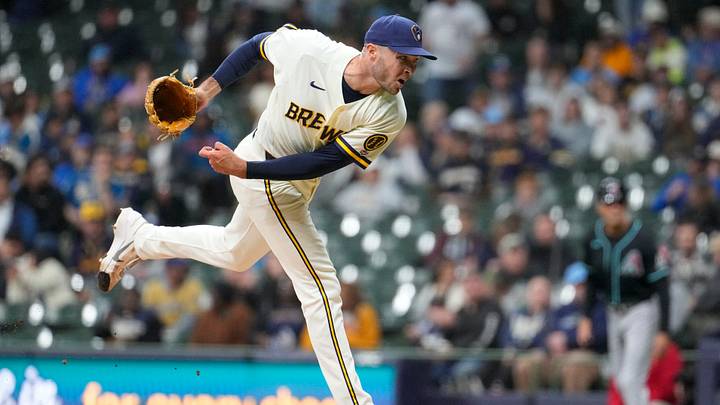 Apr 29, 2026; Milwaukee, Wisconsin, USA; Milwaukee Brewers pitcher Brian Fitzpatrick (35) makes his Major League Baseball debut against the Arizona Diamondbacks in the sixth inning at American Family Field. Mandatory Credit: Michael McLoone-Imagn Images Apr 29, 2026; Milwaukee, Wisconsin, USA; Milwaukee Brewers pitcher Brian Fitzpatrick (35) makes his Major League Baseball debut against the Arizona Diamondbacks in the sixth inning at American Family Field. Mandatory Credit: Michael McLoone-Imagn Images