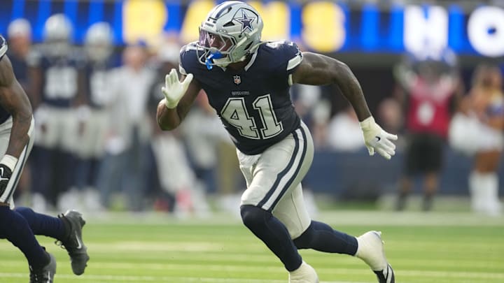 Dallas Cowboys defensive end Donovan Ezeiruaku against the Los Angeles Rams. Dallas Cowboys defensive end Donovan Ezeiruaku against the Los Angeles Rams.