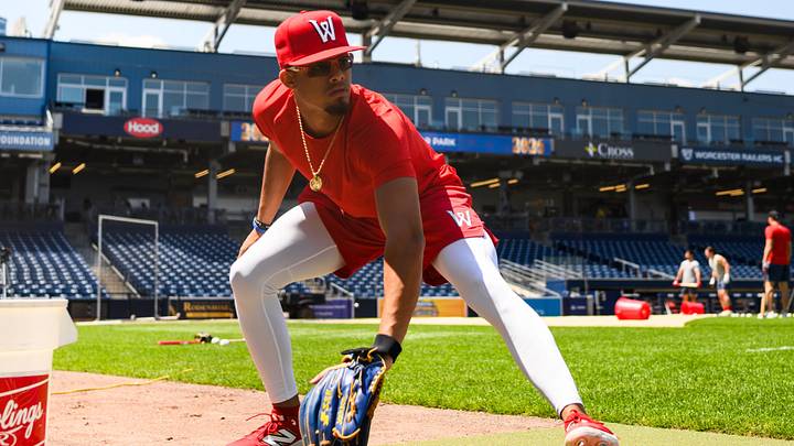 Red Sox top prospect Franklin Arias warms up at Polar Park ahead of his first game with Triple-A Worcester on July 25, 2026. Red Sox top prospect Franklin Arias warms up at Polar Park ahead of his first game with Triple-A Worcester on July 25, 2026.