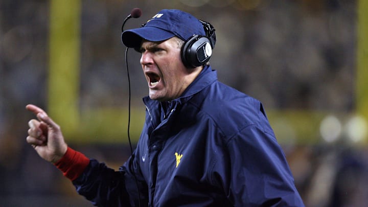 Nov 16, 2006; Pittsburgh , PA, USA; West Virginia coach Rich Rodriguez argues a penalty that took away Steve Slatons (not pictured) touchdown against Pittsburgh at Heinz Field in Pittsburgh, PA. Mandatory Credit: Jason Bridge-Imagn Images Copyright (c) 2006 Jason Bridge