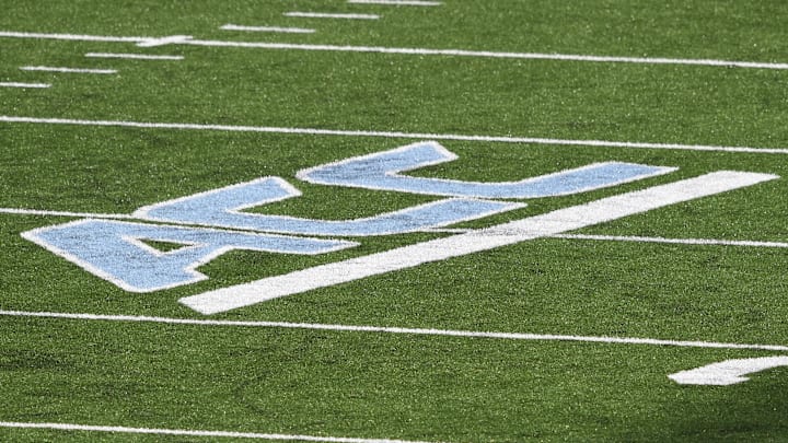 Dec 5, 2020; Chapel Hill, North Carolina, USA; A view of the field with the ACC logo in the second quarter at Kenan Memorial Stadium. Mandatory Credit: Bob Donnan-Imagn Images