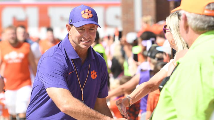 The Clemson Tigers football annual Orange and White Spring game was held on April 5, 2025, at Memorial Stadium in Clemson, South Carolina.. Clemson head coach Dabo Swinney during Tiger Walk before the game in Memorial Stadium at Clemson, Saturday, November 30, 2024.