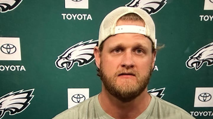 Long snapper Charley Hughlett meets with the media a few days after joining the Eagles as a free agent.