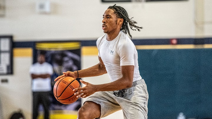 Wayne Memorial's Carlos Medlock Jr. looks to shoot during a boys basketball open gym on Wednesday, July 31, 2024.