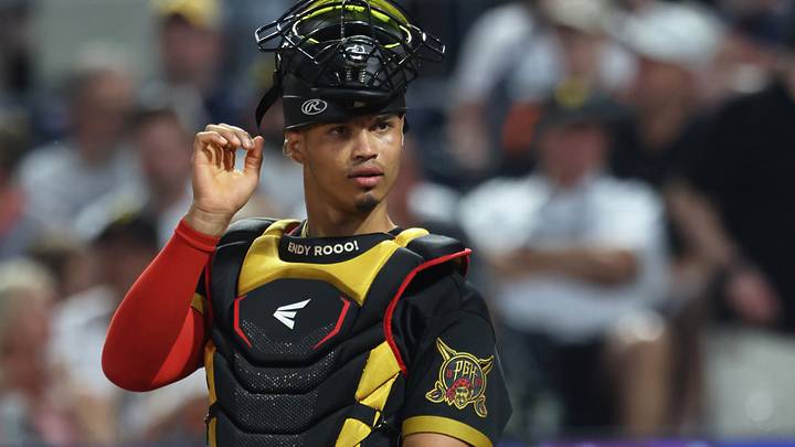 Jun 26, 2026; Pittsburgh, Pennsylvania, USA; Pittsburgh Pirates catcher Endy Rodríguez (13) looks to the dugout against the Cincinnati Reds during the eighth inning at PNC Park. Mandatory Credit: Charles LeClaire-Imagn Images Jun 26, 2026; Pittsburgh, Pennsylvania, USA; Pittsburgh Pirates catcher Endy Rodríguez (13) looks to the dugout against the Cincinnati Reds during the eighth inning at PNC Park. Mandatory Credit: Charles LeClaire-Imagn Images