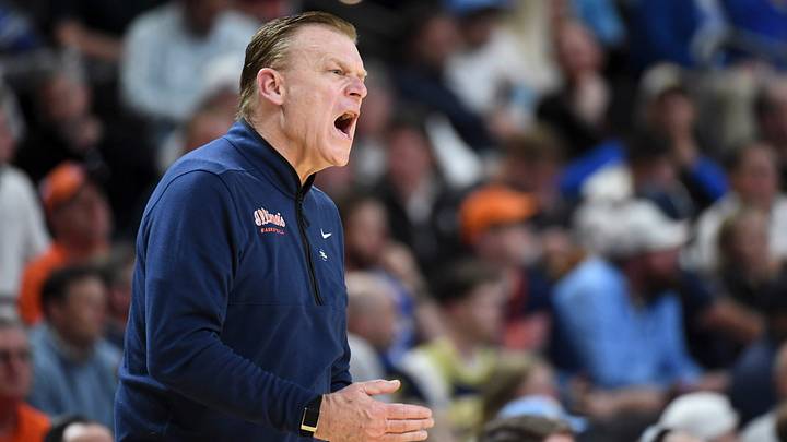Illinois Fighting Illini head coach Brad Underwood yells down court Thursday, March 19, 2026, during the NCAA Men’s Basketball Tournament first round game against the Penn Quakers at Bon Secours Wellness Arena in Greenville, South Carolina. Illinois Fighting Illini head coach Brad Underwood yells down court Thursday, March 19, 2026, during the NCAA Men’s Basketball Tournament first round game against the Penn Quakers at Bon Secours Wellness Arena in Greenville, South Carolina.