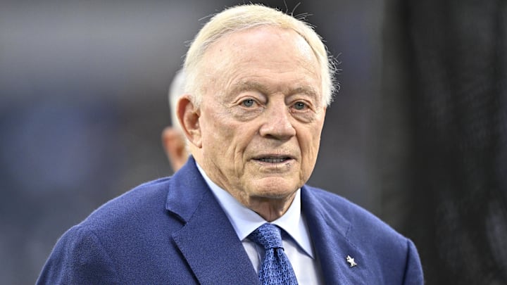Sep 28, 2025; Arlington, Texas, USA; Dallas Cowboys owner Jerry Jones looks on before the game against the Green Bay Packers at AT&T Stadium. Mandatory Credit: Jerome Miron-Imagn Images Sep 28, 2025; Arlington, Texas, USA; Dallas Cowboys owner Jerry Jones looks on before the game against the Green Bay Packers at AT&T Stadium. Mandatory Credit: Jerome Miron-Imagn Images