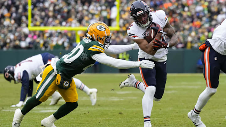 Javon Bullard tries to tackle Bears receiver DJ Moore last season. Bullard is available to play Sunday against the Bears despite an injury. Javon Bullard tries to tackle Bears receiver DJ Moore last season. Bullard is available to play Sunday against the Bears despite an injury.