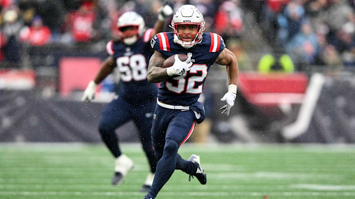 New England Patriots running back TreVeyon Henderson is the favorite to win OROY. 