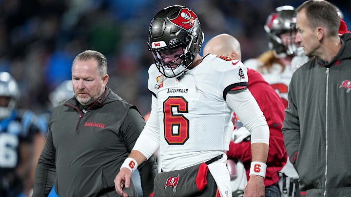 Tampa Bay Buccaneers QB Baker Mayfield suffered an ankle injury during Week 13's game against the Panthers.