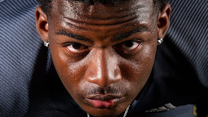 Warren Central defensive lineman Tyrone Burrus poses for a photo Tuesday, July 30, 2024, at Decatur Central High School in Indianapolis.