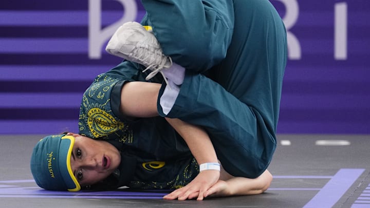 Aug 9, 2024; Paris, FRANCE; RAYGUN (AUS) in the breaking B-Girls round robin competition.