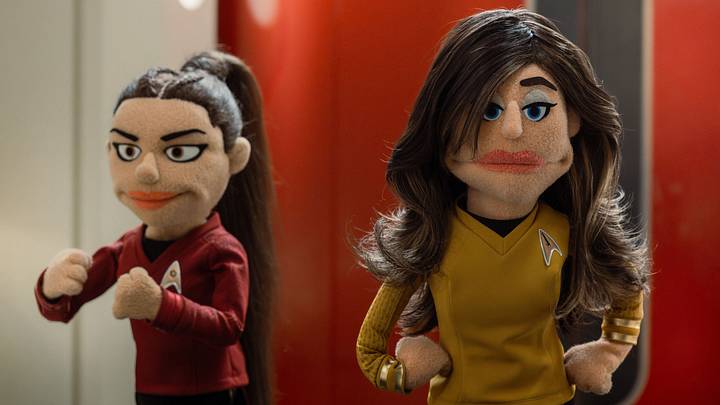 (L-R): Christina Chong as La’an Noonien-Singh and Rebecca Romijn as Una in season 4, episode 5, of Star Trek: Strange New Worlds streaming on Paramount+, 2026. Photo Credit: Jan Thijs/Paramount+ (L-R): Christina Chong as La’an Noonien-Singh and Rebecca Romijn as Una in season 4, episode 5, of Star Trek: Strange New Worlds streaming on Paramount+, 2026. Photo Credit: Jan Thijs/Paramount+