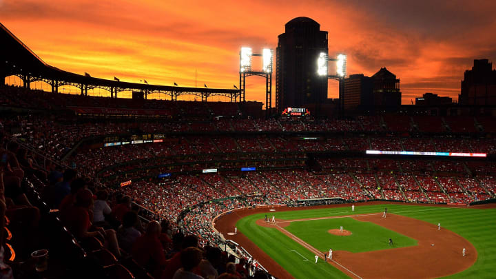 Aug 20, 2019; St. Louis, MO, USA; A general view of Busch Stadium as the sun sets during the fourth inning of a game between the St. Louis Cardinals and the Milwaukee Brewers. Mandatory Credit: Jeff Curry-USA TODAY Sports Aug 20, 2019; St. Louis, MO, USA; A general view of Busch Stadium as the sun sets during the fourth inning of a game between the St. Louis Cardinals and the Milwaukee Brewers. Mandatory Credit: Jeff Curry-USA TODAY Sports