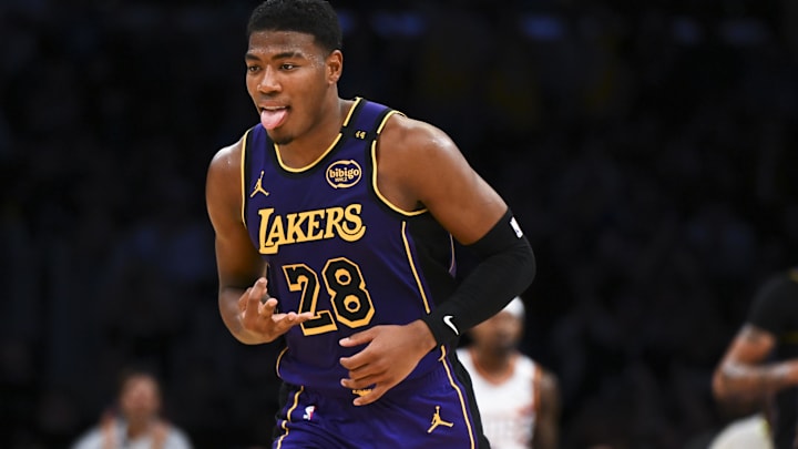 Oct 25, 2024; Los Angeles, California, USA; Los Angeles Lakers forward Rui Hachimura (28) reacts after making a shot against the Phoenix Suns during the second half at Crypto.com Arena. Mandatory Credit: Jonathan Hui-Imagn Images Oct 25, 2024; Los Angeles, California, USA; Los Angeles Lakers forward Rui Hachimura (28) reacts after making a shot against the Phoenix Suns during the second half at Crypto.com Arena. Mandatory Credit: Jonathan Hui-Imagn Images