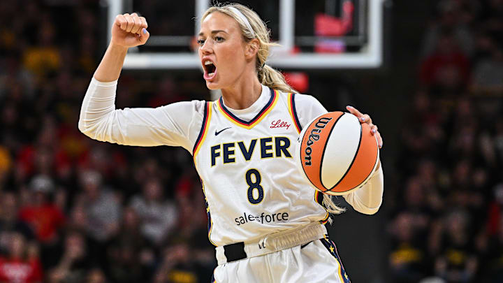 Some WNBA fans are trying to get Indiana Fever guard Sophie Cunningham banned from the league over a recent fight. (Mandatory Credit: Jeffrey Becker-Imagn Images)