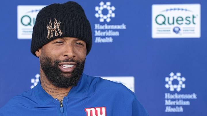 Jun 3, 2026; East Rutherford, NJ, USA; New York Giants wide receiver Odell Beckham Jr. (3) talks with media after organized team activities at Quest Diagnostics Training Center. Mandatory Credit: Vincent Carchietta-Imagn Images Jun 3, 2026; East Rutherford, NJ, USA; New York Giants wide receiver Odell Beckham Jr. (3) talks with media after organized team activities at Quest Diagnostics Training Center. Mandatory Credit: Vincent Carchietta-Imagn Images