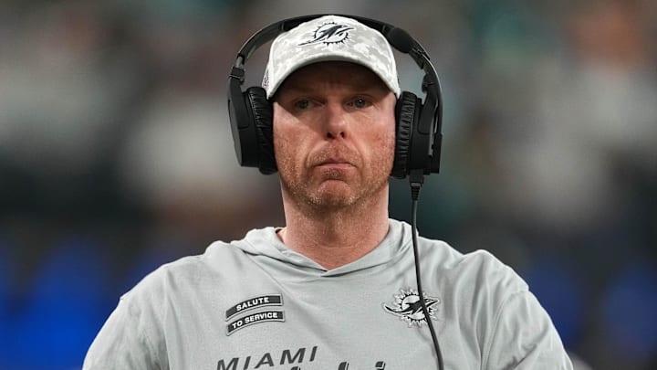 Miami Dolphins offensive line coach Butch Barry against the Los Angeles Rams in the first half at SoFi Stadium in 2024.