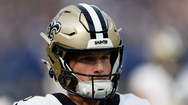 Blake Grupe with the New Orleans Saints waits to kick