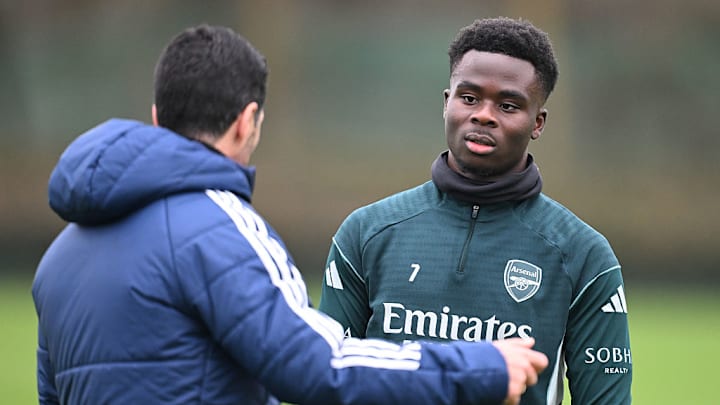 Bukayo Saka’s status is in question for Tuesday night’s game.