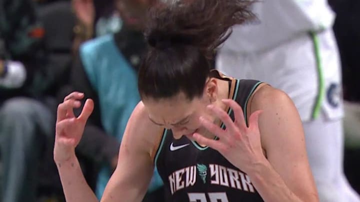 Breanna Stewart reacts to missing a game-winning free throw.