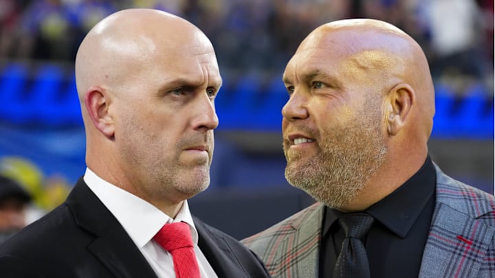 Arizona Cardinals GM Monti Ossenfort (left) and former general manager Steve Keim (right)