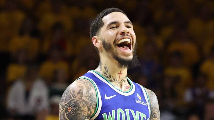 Oct 7, 2026; Ames, Iowa, USA;  Minnesota Timberwolves guard LaMelo Ball (1) reacts after the basket agains the Indiana Pacers at James H. Hilton Coliseum.  Mandatory Credit: Reese Strickland-Imagn Images
