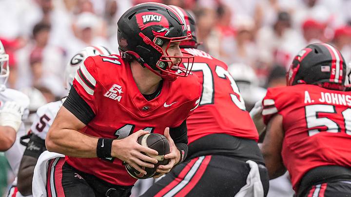Sep 12, 2026; Athens, Georgia, USA; Western Kentucky Hilltoppers quarterback Brock Glenn (11) runs with the ball against the Georgia Bulldogs at Sanford Stadium. Mandatory Credit: Dale Zanine-Imagn Images Sep 12, 2026; Athens, Georgia, USA; Western Kentucky Hilltoppers quarterback Brock Glenn (11) runs with the ball against the Georgia Bulldogs at Sanford Stadium. Mandatory Credit: Dale Zanine-Imagn Images