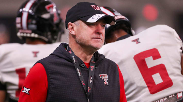 Texas Tech head coach Joey McGuire attends spring practice, Tuesday, April 1, 2025, at the Womble Football Center.