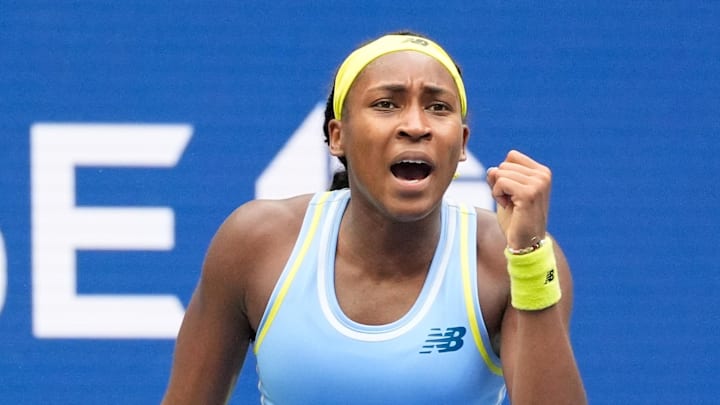 Sep 1, 2024; Flushing, NY, USA;
Coco Gauff (USA) after a 2nd set winner to Emma Navarro (USA) on day seven of the 2024 U.S. Open tennis tournament at USTA Billie Jean King National Tennis Center. Mandatory Credit: Robert Deutsch-Imagn Images Sep 1, 2024; Flushing, NY, USA;
Coco Gauff (USA) after a 2nd set winner to Emma Navarro (USA) on day seven of the 2024 U.S. Open tennis tournament at USTA Billie Jean King National Tennis Center. Mandatory Credit: Robert Deutsch-Imagn Images