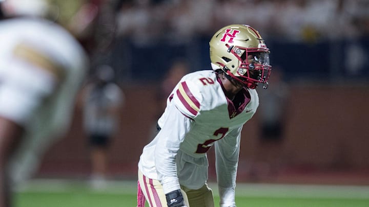 Hartfield's Bralan Womack (2) and the Hawks take on MRA in Madison, Miss., Friday, Oct. 11, 2024.