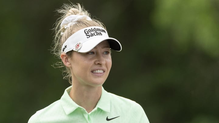 Apr 18, 2024; The Woodlands, Texas, USA; Nelly Korda (USA) walks up to the 17th tee during the Apr 18, 2024; The Woodlands, Texas, USA; Nelly Korda (USA) walks up to the 17th tee during the